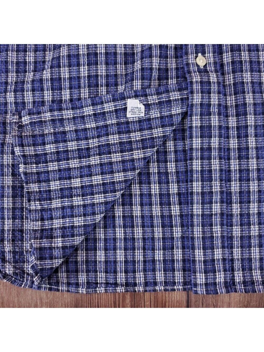 Vtg Ralph Lauren Blaire Seersucker Mens XL Blue White Plaid LS Button Down Shirt - Picture 7 of 12